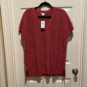 BRAND NEW J. Jill V-Neck Knit Sweater - Red Rock color/sz LG